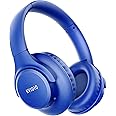 KVIDIO Bluetooth Headphones Over Ear, 65 Hours Playtime Wireless Headphones with Microphone, Foldable Lightweight Headset with Deep Bass,HiFi Stereo Sound for Travel Work PC Cellphone (Blue)