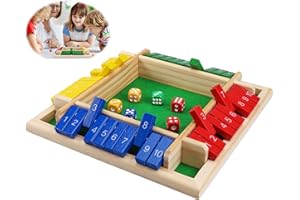 Starvortex Gra planszowa w kości z drewna, edukacyjne Shut The Box na 4 graczy, kolorowa taktyczna gra planszowa z 8 kośćmi, wysokiej jakości drewniane gry, gry w kości dla dorosłych i dzieci