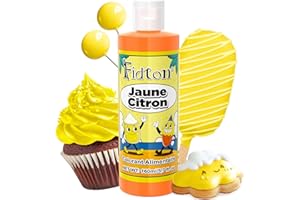 Colorant Alimentaire 160ml - Fidton Colorants Alimentaires Hautement Concentré de Grande Capacité pour la Décoration de Gâteaux, Colorant Alimentaire Liquide pour Fondant, Macaron - Jaune Citron
