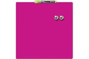 Nobo Pizarra Magnética Pequeña de Color, Sin Marco, Borrado en Seco, Fácil de Limpiar, Aptas Para Uso En Pared, Casa y Oficina, 360 x 360 mm, Rosa, 1903803