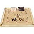 Uber Game Carrom Game, Karrom Board, Complete with Stones and Powder - India Made - Hardwood Kikar - 2-4 Players, Age 8+