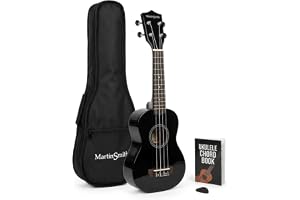 Martin Smith ukulele sopranowe z torbą, plettrami i książką akordów, Czarny