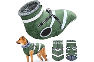 Oslueidy Impermeabile Cane Cappotti,Inverno Cani Caldi Giacche Riflettenti Pet Clothes Cane Tempo Freddo Cappotti Cozy Snow Suit Giacca Gilet per Cani di piccola taglia media (Verde, 4XL)