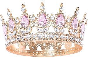HPMAISON [Gift Box Packed] Princess Tiaras Women Crystal Tiara Full Round Rhinestone Tiara Bridal Queen Crown Crystal Headband Present for Women Birthday Cake Decoration Wedding Hair Accessories