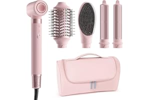 MESCOMB Air Styler & Sèche-cheveux 5 en 1 Brosse Soufflante avec Ucleurs Auto-Wrap, Brosse Ovale, Pas de Dommage Thermique, Style Polyvalent pour Tous Types de Cheveux, Trousse de Rangement