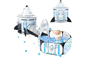 WILWOLFER Tente Enfants - Tente de Jeu+Tunnel Enfant+Piscine à balles Pliable 3-en-1 - Grande Aire de Jeux de Jardin pour garçons Filles Bebe - Pop Up Enfant Intérieur Extérieur