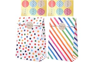 YUKNEES Geschenktüten Kindergeburtstag 24 Stück Papiertüten Bunte Papier Tüte Süßigkeiten Mitgebsel Candy Goodie Tüten Geschenktüte Kinder zum Verpacken von Party, Geschenken, Geburtstag, Hochzeit, Feiern