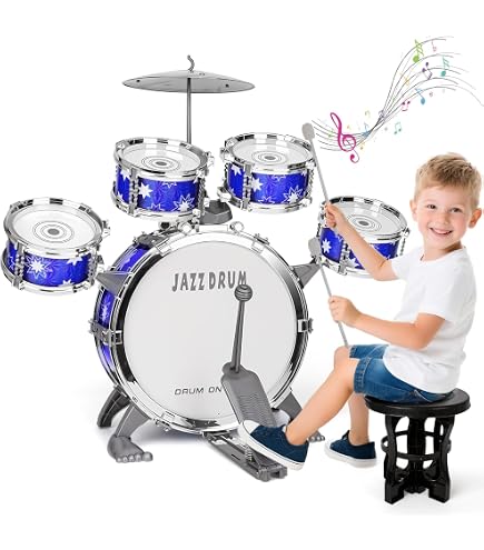 Bontempi RhythmPro Set Batteria Per Bambini, 3 Tamburi E Piatto, Con Bacchette, Design Compatto, Per Piccoli Percussionisti