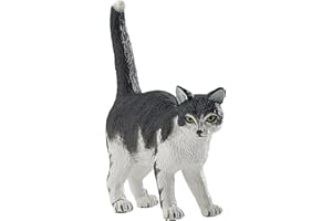 Papo 54041 Figura de Perro Gato Blanco y Negro, Multicolor