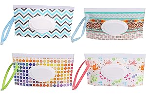 Phoetya Wet Wipes Pouches,4 Pcs Baby Wet Wipes Pouches Baby Wipes Dispensers Refillable,Portable Travel Wipe Carrying Pouches Case High Capacity Wet Wipes Bags Cases for Baby