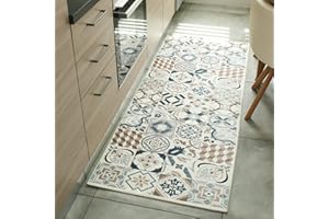Nazar - Alfombra de cocina lavable a máquina, cocina, alfombra de pasaje, alfombra de baño, alfombra pasillo (755 marrón, 50 x 100 cm)