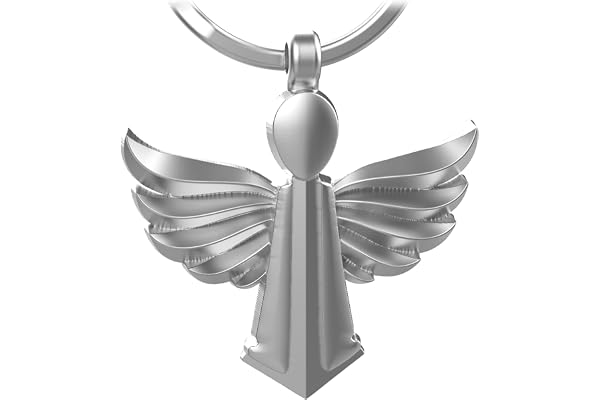 LANOLU Porte-clés ange gardien - Porte-bonheur voiture - Pendentif prudent avec espace pour gravure, cadeaux pour permis de conduire, pendentif ange porte-bonheur