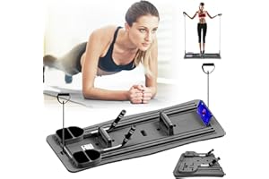 AISNY Tablero Reformador Pilates, Reformer Plegable para Pilates Tabla Ejercicios Multifuncional Tabla Pilates con Contador LED Tabla Ejercicios con Mango Ajustable De Rebote Automático