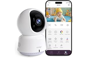 COMFYER Baby/Pet Monitor for Indoor Security, Monitoring with Smart Phone app, 2K QHD Resolution, Auto Tracking/Motion Dection, 2-Way Audio Talk, Night Vision, Pan-Tilt Camera