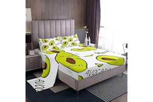 LOUSSIESD Juego de sábanas de aguacate para niños y niñas, 1 sábana encimera y 1 sábana bajera con 1 funda de almohada (individual)