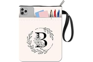 CRASPIRE Custodia per Libro con Cerniera Copertina in Tessuto con Tasca Extra con Lettera Dell'Alfabeto B Fiori e Foglie Lavabile Tasca Protettiva per Quaderno per Appassionati di Copertina Rigida