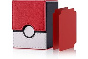 JoyHood Deck Box kompatibel mit PTCG Karten, Sammelkarten Box Kartenbox für 110 TCG Karten, Inklusive 2 Premium Kartentrenner (Rot-Vertikal)