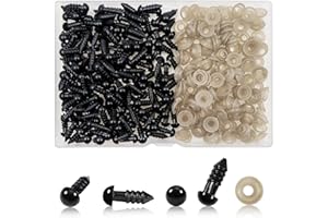 TOAOB THE ONE AND ONLY BABY TOAOB 150pcs 6mm Safety Eyes for Amigurumi Black Plastic Crochet Eyes with Washers for Crochet Doll Making DIY Craft Plush Animals