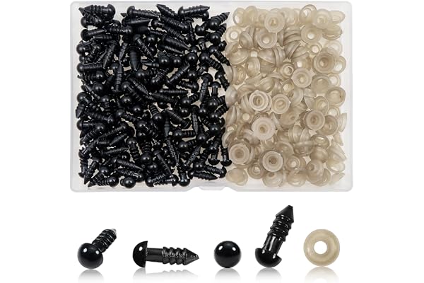 TOAOB 150pcs Yeux de Sécurité Amigurumis 6mm Yeux Crochet Oeil de Poupée en Plastique Rond Noir avec Rondelles pour Poupée en Peluche à Crochet Marionnette Animaux DIY Artisanat