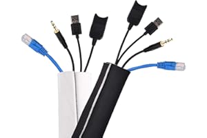 Conecto - Tubo per cavi in neoprene con chiusura in velcro, universale, 3,0 m, colore: Nero/Bianco