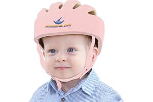 IULONEE Baby Helm Kleinkind Schutzhut Kleinkind Kopfschutz Baumwolle Hut Kleinkind Verstellbarer Schutzhelm (Rosa)