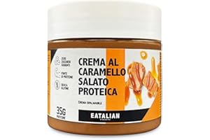 EATALIAN by AMZ BETTER Crème Protéinée au Caramel Salé, Délicieuse Crème à Tartiner au Goût Sucré et Unique, Idéale sur Pain, pour Farcir Gâteaux et Gâteaux, 200 g, Made in Italy