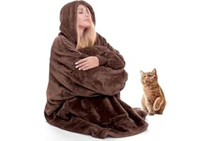 ‎DAVEROSE Verlängert Übergroße Hoodie Decke mit Kapuze Sweatshirt Tragbare Decke für Damen Herren Erwachsene – Blanket Hoodie, Superweiche und Warme Flanell Decken Hoodie, Riesige Fronttasche