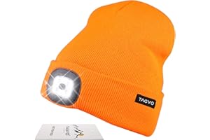 TAGVO LED Lighted Beanie Cap, USB Rechargeable Winter Warm Hats with 8 Lights, 2 Modes(Bright & Flashing Alarm), Running Camping Headlamp Knitted Skullies Beanie, Gifts for Men and Women
