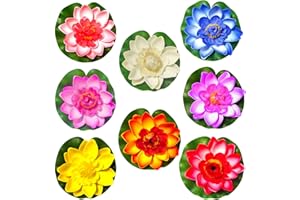 Ledeak 8 Pcs Artificial Lotus Foam Flower, 10cm Floating Pond Decor Water Lily, Realistic Water Lily Pads Ornaments for Garden Home Pond Aquarium Patio Swimming Pool Wedding Party Decor