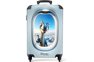 NoBoringSuitcases.com Valise Enfant, Valise Cabine, Valise Enfant Garcon, Bagages Enfant, Valise Enfant Roulette, Suitcase, Valise Cabine Enfant Garcon, Valise Cabine 55x35x25cm (Dino - Bleu Clair)