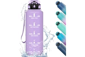 Honeyholly Borraccia 1,5 Litri, Sportiva Prova di Perdite, Borraccia Motivazionale, Sportiva Tempo, Borraccia Sportiva, con Filtro, Borraccia Palestra per Scuola, Ufficio, Studio, Fitness