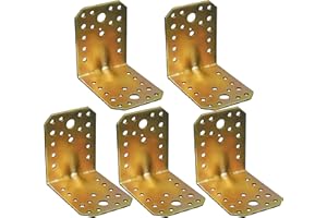 BRICOLEVA.IT Set 5 Piastre Angolari Nervati per travi-Squadretta di Giunzione Angolare-Staffa Supporto travi-Piastra di Fissaggio ad Angolo per Porticati,Pergolati e Gazebo(Tropicalizzata, 90 x 100 x 100 mm)