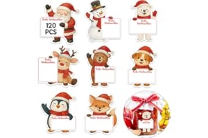JOYEASE 120x Aufkleber Weihnachten, Geschenkaufkleber Weihnachten Etiketten, Weihnachtsaufkleber zum Beschriften, Weihnachtssticker Selbstklebend