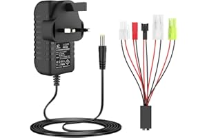 melasta Intelligent 2.4V 3.6V 4.8V 6V 7.2V 8.4V 9.6V 10.8V 12V Nimh/Nicd Rechargeable Battery Charger for 2-10S Airsoft Battery RC Car with Standard Tamiya/Mini Tamiya SM-2P/JST/Huanqi Connector