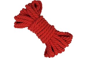 LEREATI Corda Macrame 10mm x 10m Filo Macrame Corda Cotone Naturale, 3 Fili Cordoncino Spago Macramè Filo, Cordino per Borse Uncinetto, Appendere Piante, Arazzi, Artigianato Fai-da-Te (Rosso)