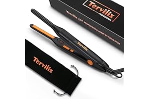 Terviiix Mini Pencil Straighteners for Short Hair, Pencil Hair Straightener and Curler Thin Ceramic Floating Plate, Digital Display & Auto Shut Off Flat Iron, Dual Voltage with Adjustable Temperature