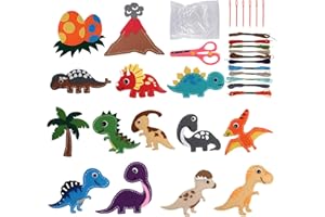 HweeWanX Children's Sewing Set, Dino Craft Set, Craft Set, Children from 6 Years, DIY Felting Starter Set with Felt Animals & Accessories, Felt Forest Animals Craft Set, Sewing Toy Gifts for Boys and