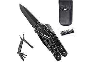 HALO FORGE Pinza Multiuso 14 in 1 Pinza Multifunzione in Acciaio Inossidabile, Cacciavite Coltello Multiuso con Fodero Cintura in Nylon per Caccia, Riparazioni, Campeggio, Sopravvivenza all'aperto