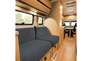 SYLC Bezüge Für Wohnwagenpolster Jacquard, rutschfeste Wohnmobil Sitzbezüge Mit 2 Cord, Sofa Sitzkissenbezug Für Schonbezug Wohnwagen Polster (Dark Grey,W 45-65 cm, D 45-65 cm)