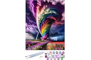 EOBROMD Tornado de Colores Pintar por Numeros Adultos, Cuadros para Pintar por Numeros Flores, Fantasía Pintura al Colorear por Numeros, Decoración del Hogar 40x50cm(Sin Marco)
