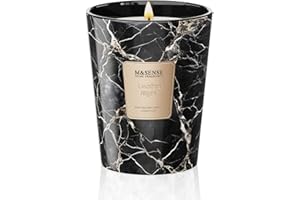 ‎M&SENSE M&SENSE Świeca zapachowa duża, czarna, skórzana, świece zapachowe w szkle, naturalny wosk sojowy, prezent dla kobiet i mężczyzn, Boże Narodzenie, 400 g, czas palenia 75 h i 2 knoty, Home Scented