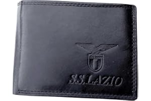 FOXCUP Castellano Portafoglio Lazio Ufficiale in Vera Pelle Nero Slim Borsellino Portacarte Originale Enzo PTFLA173040