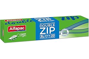 Alfapac - 20 bolsas de congelación con doble cremallera, 3 l, vegetal, 27 x 27 cm