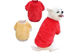 KUNYEAH 2 pezzi Inverno Caldo Cucciolo Vestiti Pile Pet Maglione Morbido Pile di Corallo Pet Abbigliamento Pet Abbigliamento Abbigliamento Gatto Vestito Carino Pullover (grande, rosso/cachi)