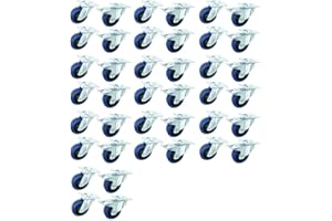 TEGO PRO 10 Satz 100 mm BLUE WHEELS Lenkrollen mit & ohne Bremse/Feststellbremse Transportrollen Schwerlastrollen 135 kg/Rad Blau - INDUSTRIEQALITÄT ECO (10 Satz Brems/Lenk)