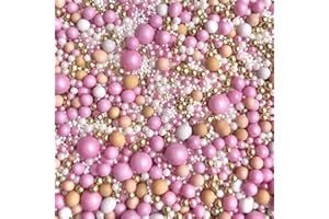 BAKE BOX BOUTIQUE Pink gold white beige pastel Mother’s Day sprinkles for cupcakes cakes toppers pearls edible metallic chocolate balls cake decoration baking baby girl baby shower PINK CHAMP