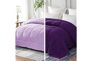 Whale Flotilla Piumino 220 x 240 cm, 300 GSM in Microfibra, Morbido e Traspirante per Letto Matrimoniale, Piumino Imbottito per Tutte le Stagioni, Viola