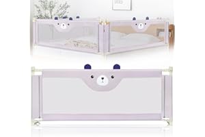 KEDIA Barierka ochronna do łóżeczka dla dzieci, ochrona przed wypadnięciem, barierka dla małych dzieci, obramowanie do łóżeczka dziecięcego, regulacja wysokości (175 x 100 x 26 cm, szara)