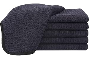 SINLAND Grube ściereczki do naczyń z mikrofibry gofry splot kuchnia ściereczka do czyszczenia naczyń ki 33 cm x 33 cm 6 sztuk czarne