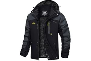 TACVASEN Impermeabile Giacca da Montagna in Pile da Uomo Giacca da Sci Calda Multi-Tasche